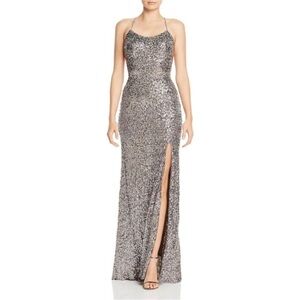 NWT Lace Up Back Sequin Evening Gown 10